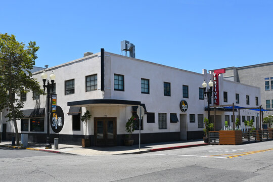 SANTA ANA, CALIFORNIA - 17 JUN 2022: La Santa an intimate Live Music Venue, with bar and diner, in the historic downtown district.