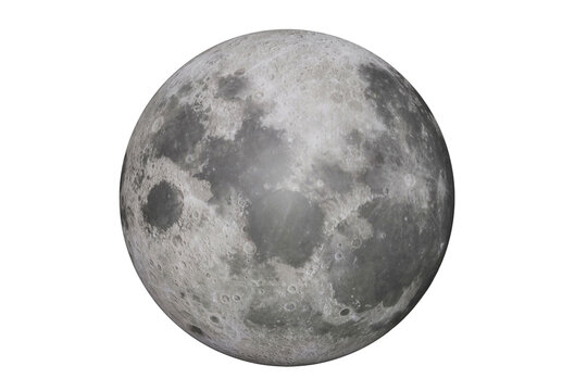 Highly detailed moon on isolate white. Elements of this image furnished by NASA in 3D rendering