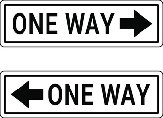 One Way road Sign on a white background, vector illustration