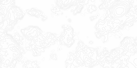 White Topography Contour Outline Map With Relief Elevation Abstract Wide Background. White wave paper curved reliefs abstract background. Topography map background. Vector geographic contour map.