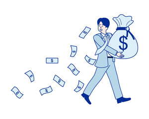 business man and a bag of money