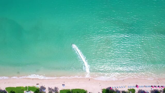 Phuket Patong beach top down view from drone camera, Beautiful patong beach Phuket Thailand Amazing sea beach sand tourist travel destination in the andaman sea Beautiful island on June 17-2022