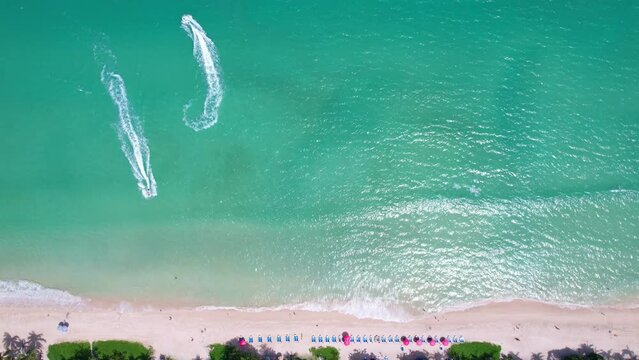 Phuket Patong beach top down view from drone camera, Beautiful patong beach Phuket Thailand Amazing sea beach sand tourist travel destination in the andaman sea Beautiful island on June 17-2022
