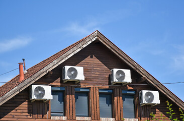 Air conditioners on the wall of a building