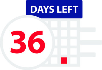 36 days left. Vector illustration.