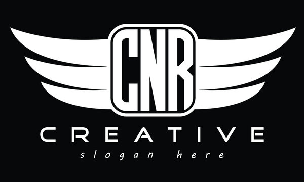 CNR three-letter Wing minimal typography font Monogram emblems flying logo. Vector template