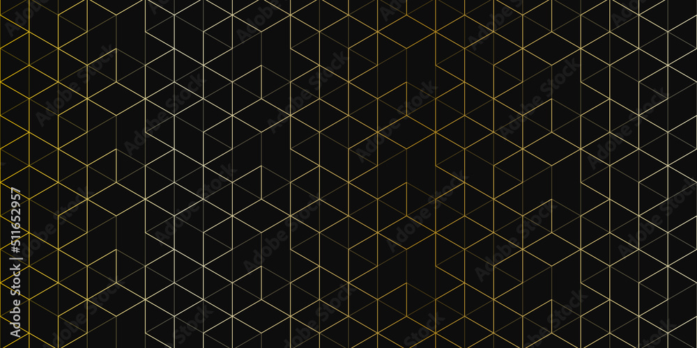 Wall mural abstract seamless pattern and geometric background with polygonal golden lines. stylish vector textu