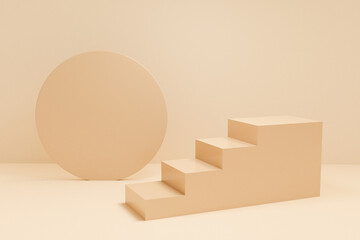 3D rendering scene with podium and abstract background. podium for cosmetic product presentation. 