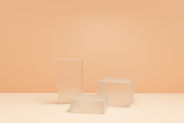 3D rendering scene with podium and abstract background. podium for cosmetic product presentation. 