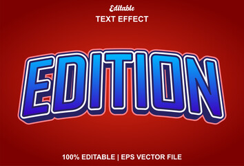 edition text effect with blue color editable.
