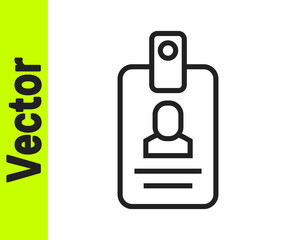 Black line Identification badge icon isolated on white background. It can be used for presentation, identity of the company, advertising. Vector