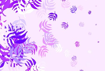 Fototapeta na wymiar Light Pink vector doodle pattern with leaves.