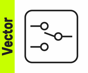 Black line Switch in electronic circuit icon isolated on white background. Vector