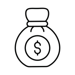 money bag Finance Related Vector Line Icon. Editable Stroke Pixel Perfect.