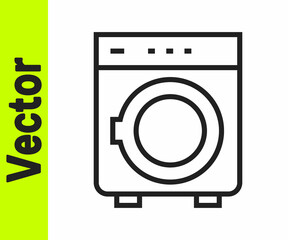 Black line Washer icon isolated on white background. Washing machine icon. Clothes washer - laundry machine. Home appliance symbol. Vector