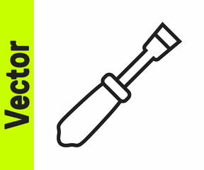 Black line Screwdriver icon isolated on white background. Service tool symbol. Vector