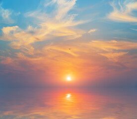 Sundown on the sea.