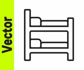 Black line Bunk bed icon isolated on white background. Vector