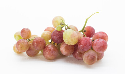 Red grape and red wine isolated on white background