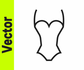 Black line Summer beach swimsuit icon isolated on white background. Beach women fashion. Vector