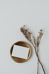 Aesthetic luxury bohemian branding or invitation card template. Blank paper, invitation card sheet...