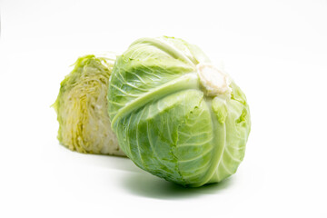 Fototapeta premium Fresh Cabbage slices isolated on white background.