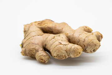 Fresh ginger isolated on white background, herb medical concept