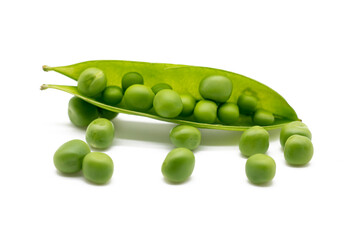 green pea vegetable bean isolated on white background...