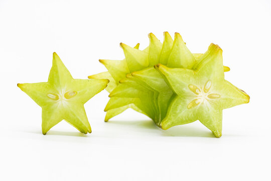 fresh carambola or Star fruit on white background