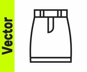 Black line Skirt icon isolated on white background. Vector