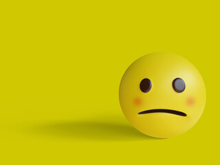 3d illustration, sad face emoji