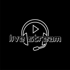  Live stream headphones logo isolated on dark background