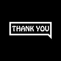 Speech bubble thank you logo isolated on dark background