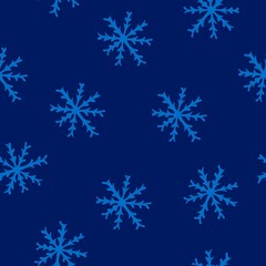 Fototapeta na wymiar Hand Drawn Christmas Seamless Pattern with Snowflakes. Winter Background Drawn by Color Pencil. Decorative backdrop for fabric, textile, wrapping paper, card, invitation, wallpaper, web design.