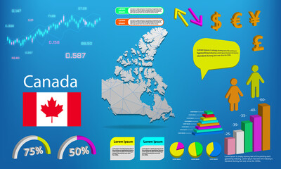 canada map info graphics - charts, symbols, elements and icons collection. Detailed canada map with High quality business infographic elements.