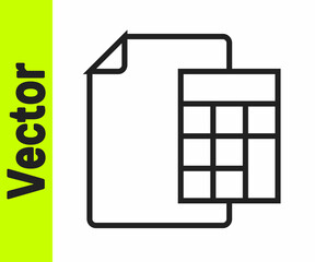 Black line Calculator icon isolated on white background. Accounting symbol. Business calculations mathematics education and finance. Vector