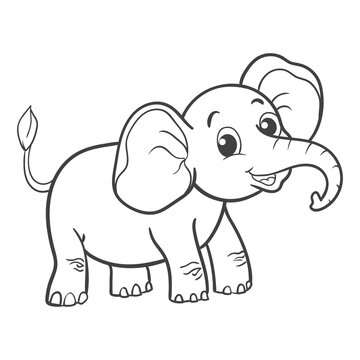 coloring pages or books for kids. cute elephant illustration