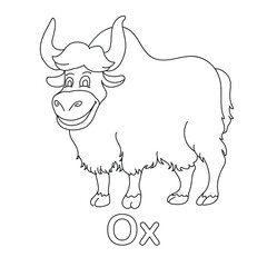 Ox coloring page line art animal vector