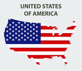 Map and flag USA.