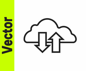 Black line Cloud download and upload icon isolated on white background. Vector