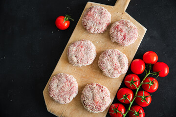 raw cutlet meat fresh cutlets healthy meal food snack on the table copy space food background rustic
