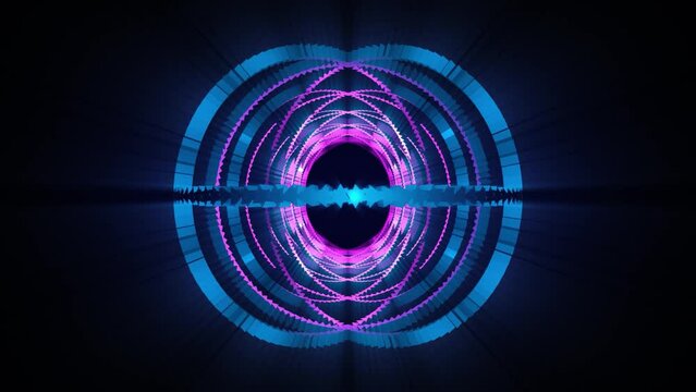Abstract background 3D animation shiny futuristic object made of geometric elements transforms and rotates in space loop. Great for scientific, technological, industrial, futuristic, sci-fi 
