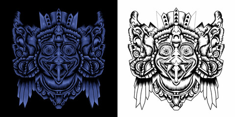 Barong balinese mask vector illustration