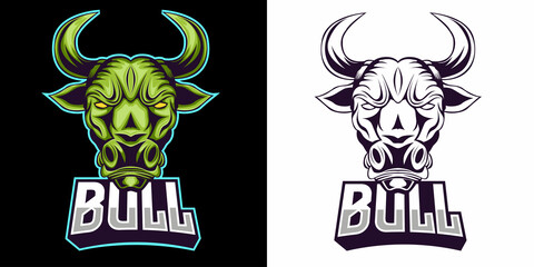 bull head esport logo mascot design