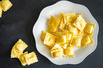 pasta ravioli dish fresh meal food snack on the table copy space food background rustic top view