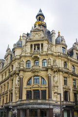 Fototapeta na wymiar Beautiful building on the famous Meir street, the main shopping street of Antwerp, Belgium