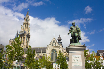 Monument to Peter Paul Rubens on the Groenplaats in Antwerp, Belgium	
