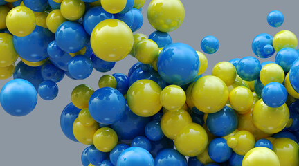 Bright yellow-blue balls. Ukrainian flag colors