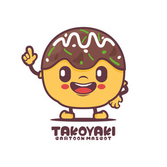 takoyaki cartoon mascot. japanese food vector illustration