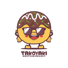 takoyaki cartoon mascot. japanese food vector illustration